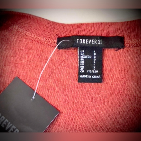 NWT - Forever 21 Red/Orange Slightly Semi Sheer Polyester Knit Babydoll tunic - Picture 9 of 9